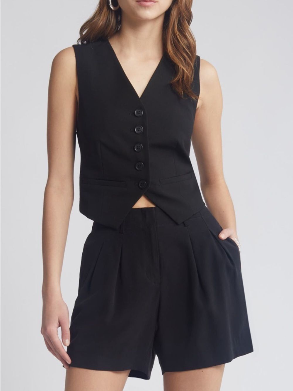 Open Edit Tailored Vest in Black
